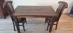 Massief houten eettafel + 2 stoelen, Ophalen, Gebruikt, 100 tot 150 cm, 50 tot 100 cm