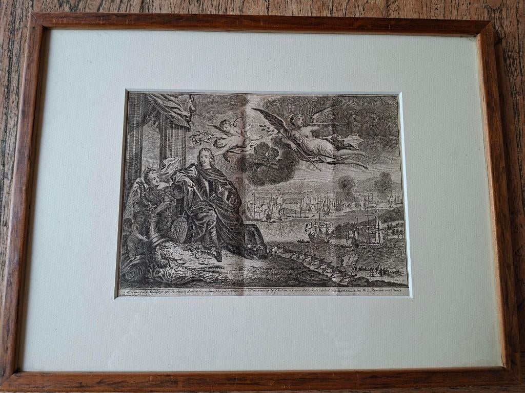 3 xAntieke prenten De Ruyter grafmonument,lijkstatie,Chattum, Ophalen, Militair, Gravure, 1700 - 1799