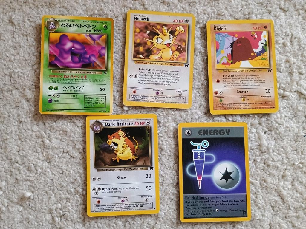 Setje oude team rocket set pokemon kaarten, Ophalen of Verzenden, Zo goed als nieuw, Meerdere kaarten