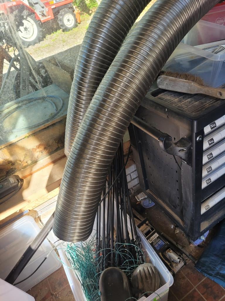 2x RVS Dubbelwandige Kachelbuis 2m x 150mm, Minder dan 4 cm, Overige materialen, Gebruikt, Ophalen of Verzenden