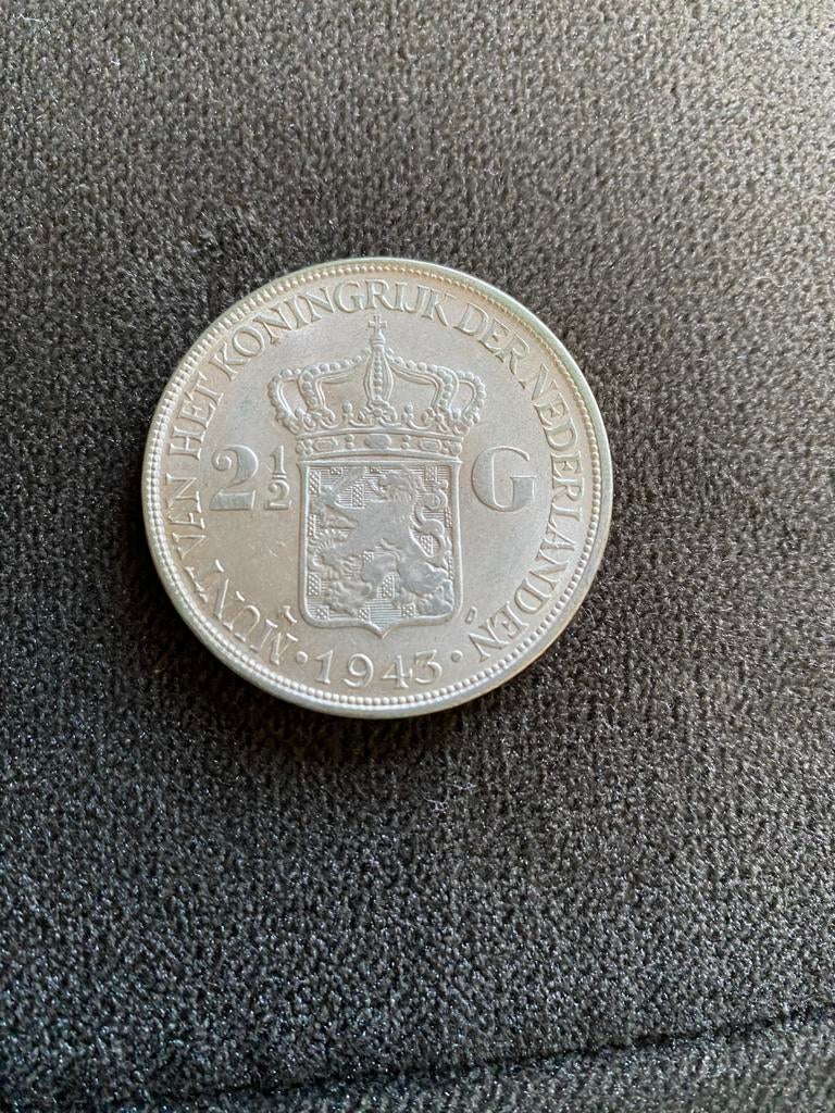 Zilveren rijksdaalder 1943 Wilhelmina, Postzegels en Munten, Munten | Nederland, Zilver, Ophalen of Verzenden, Koningin Wilhelmina