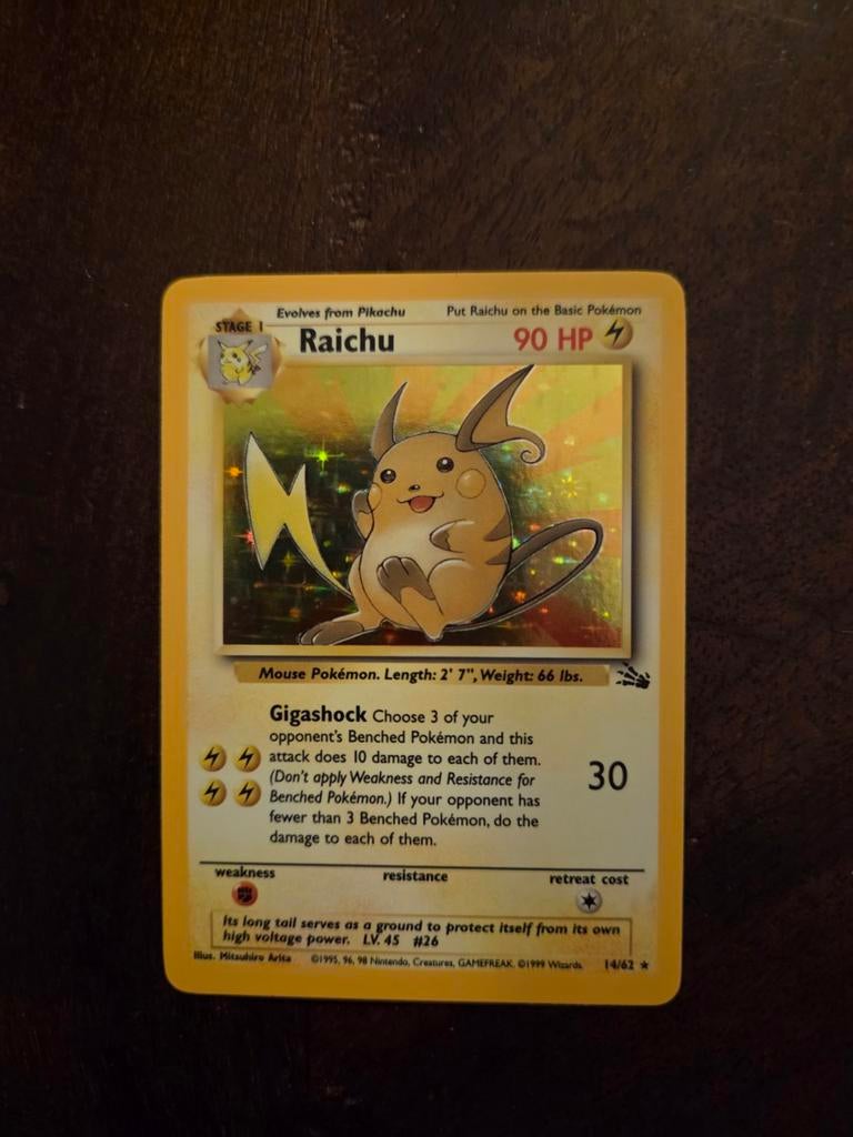 Pokemon Raichu Fossil, Ophalen of Verzenden, Zo goed als nieuw, Losse kaart