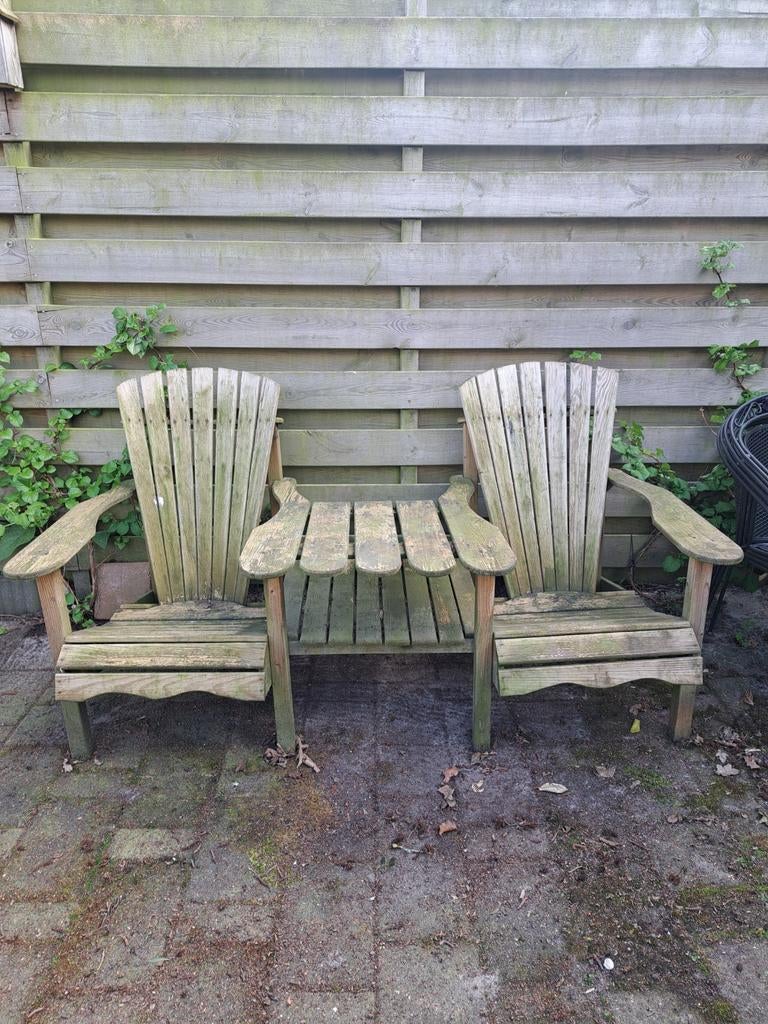 Duo stoel/ Loveseat/ Canadian dekchair, Tuin en Terras, Tuinstoelen, Ophalen, Gebruikt, Hout