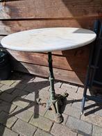 Bistro tafel met marmeren blad en gietijzeren poot, Ophalen, Overige materialen, Gebruikt, Rond