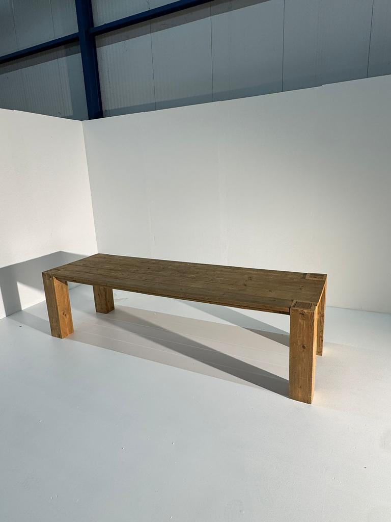 Grote steigerhouten tafel, Huis en Inrichting, Ophalen, Gebruikt, 200 cm of meer, 50 tot 100 cm