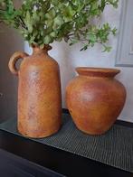 Twee aardewerk vazen, oranje/bruin, Ophalen, Zo goed als nieuw, Steen