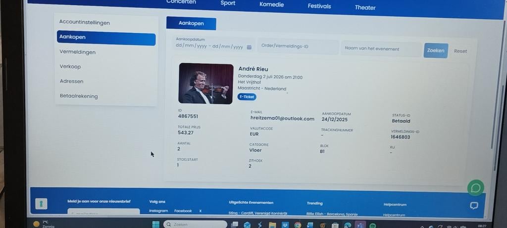 Andre Rieu e tickets, Tickets en Kaartjes