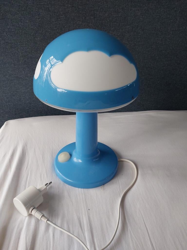 Ikea Sköiig vintage tafellamp blauw met wolken, Ophalen of Verzenden