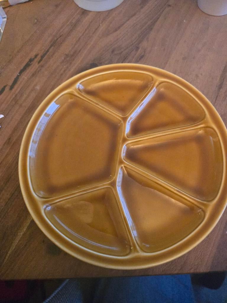 Vintage Gien France Fonduebord - Jaren '70 Keramiek, Huis en Inrichting, Keuken | Servies, Ophalen of Verzenden, Keramiek, Overige stijlen