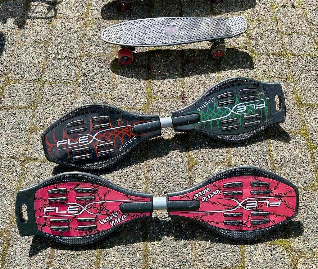 Complete set: 2x Waveboard (FLEX) + Pennyboard + Cruiser, Ophalen, Gebruikt, Skateboard