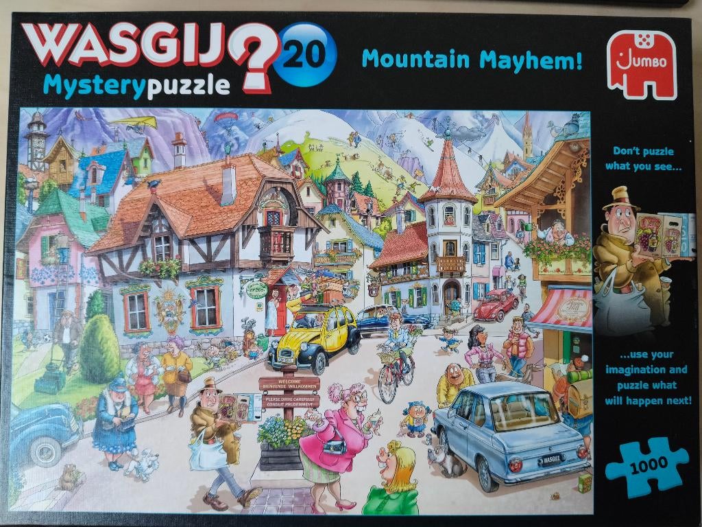 Wasgij puzzel mystery 20 Moutain Mayhem te koop 1000st, Ophalen of Verzenden, 500 t/m 1500 stukjes, Zo goed als nieuw, Legpuzzel