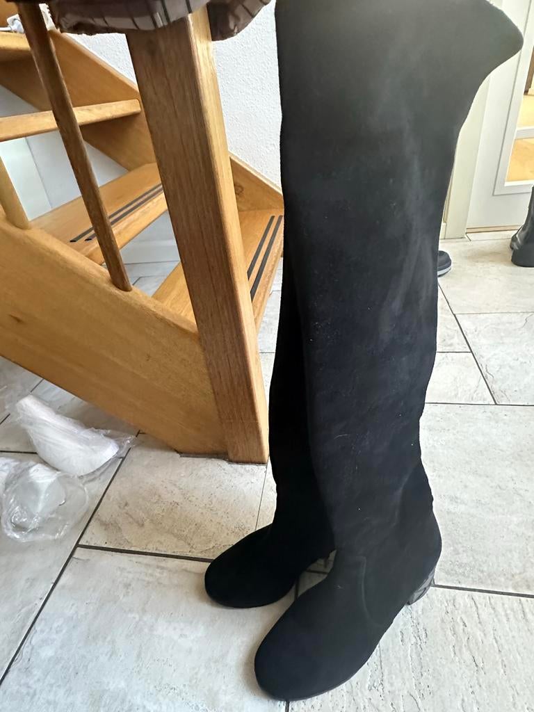 Zwarte overknee laarzen - Maat 37, Kleding | Dames, Schoenen, Ophalen of Verzenden, Gedragen, Zwart, Hoge laarzen