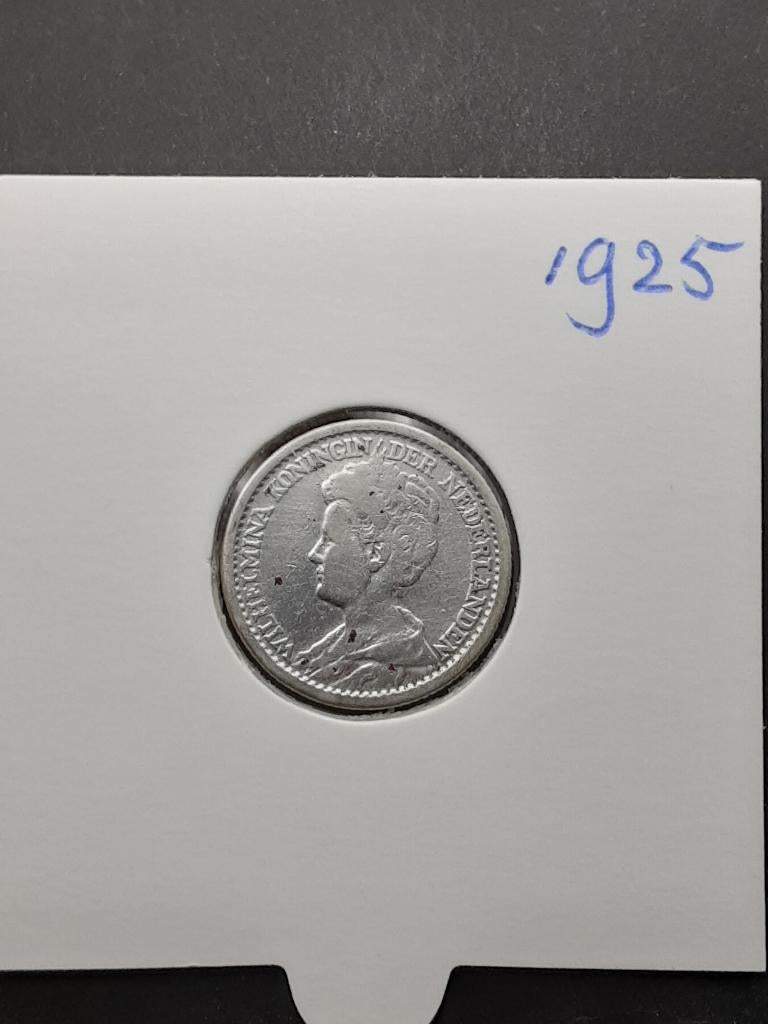 25 cent 1925 Koningin Wilhelmina, Postzegels en Munten, Munten | Nederland, Zilver, 25 cent, Ophalen of Verzenden, Koningin Wilhelmina
