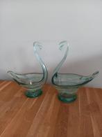 Set van 2 glazen zwanen schalen, Antiek en Kunst, Antiek | Glas en Kristal, Ophalen of Verzenden