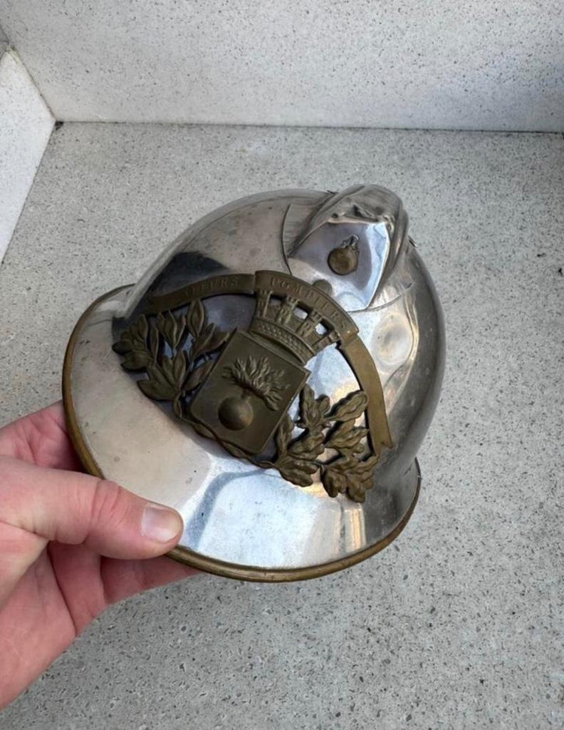 Wo2 Franse M26 brandweer helm, Verzamelen, Ophalen of Verzenden, Overige gebieden, Helm of Baret