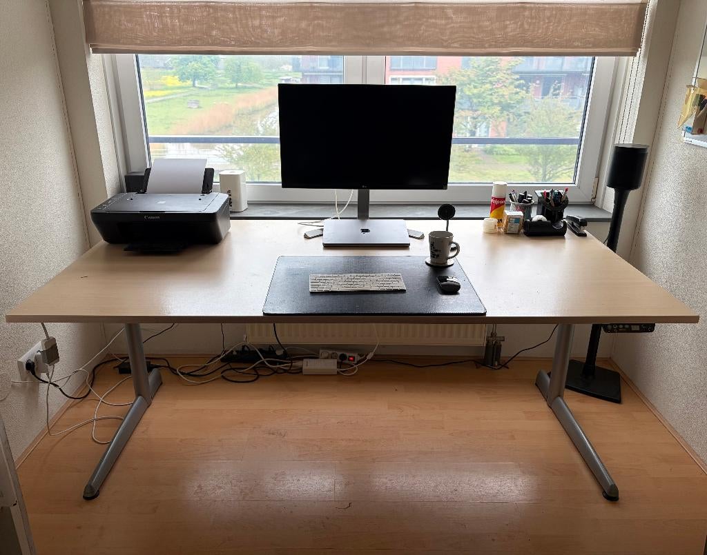 Elektrische Zit Stabureau 180x90, Huis en Inrichting, Bureaus, Ophalen, Gebruikt, Hout, 180 cm