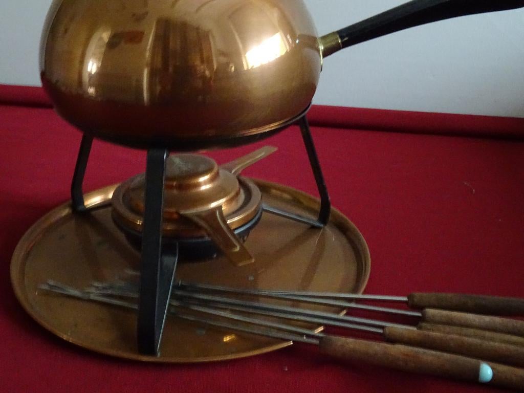 Koper fondueset vintage Metawa Holland koper fondue stel, Witgoed en Apparatuur, Fonduesets, Ophalen of Verzenden, Zo goed als nieuw