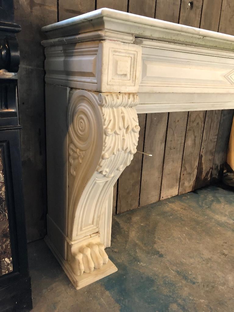 Antieke wit marmer schouw 165x45x95cm., Ophalen