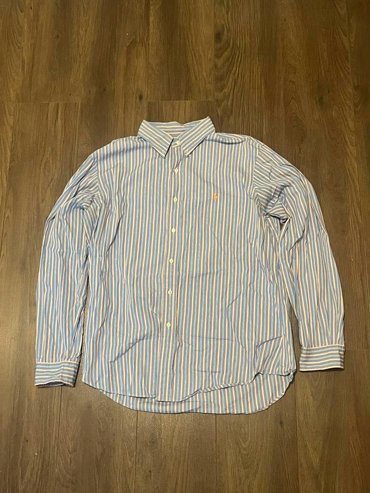 Ralph Lauren overhemd blauw wit oranje – oranje logo – XL, Kleding | Heren, Overhemden, Nieuw, Halswijdte 43/44 (XL), Blauw, Ophalen of Verzenden