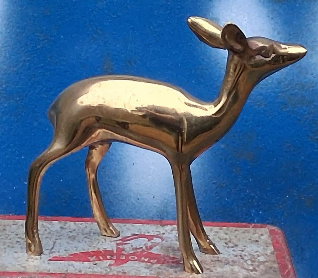 Bambi/ree. Messing.  Ca 1970. 12 cm., Antiek en Kunst, Ophalen