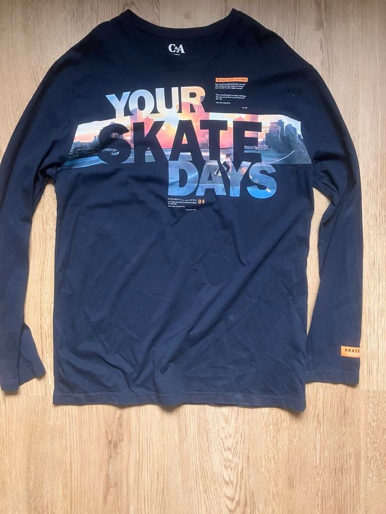 C&A Skate shirt donkerblauw maat 182, Ophalen of Verzenden, Gebruikt, Jongen, Shirt of Longsleeve