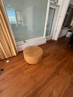 Stijlvolle ronde poef - Okergeel/bruin, Ophalen, Rond, Zo goed als nieuw, Stof