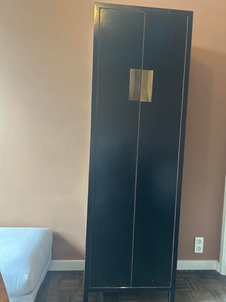 Zwarte Chinese kast met planken en 2 lades, Ophalen