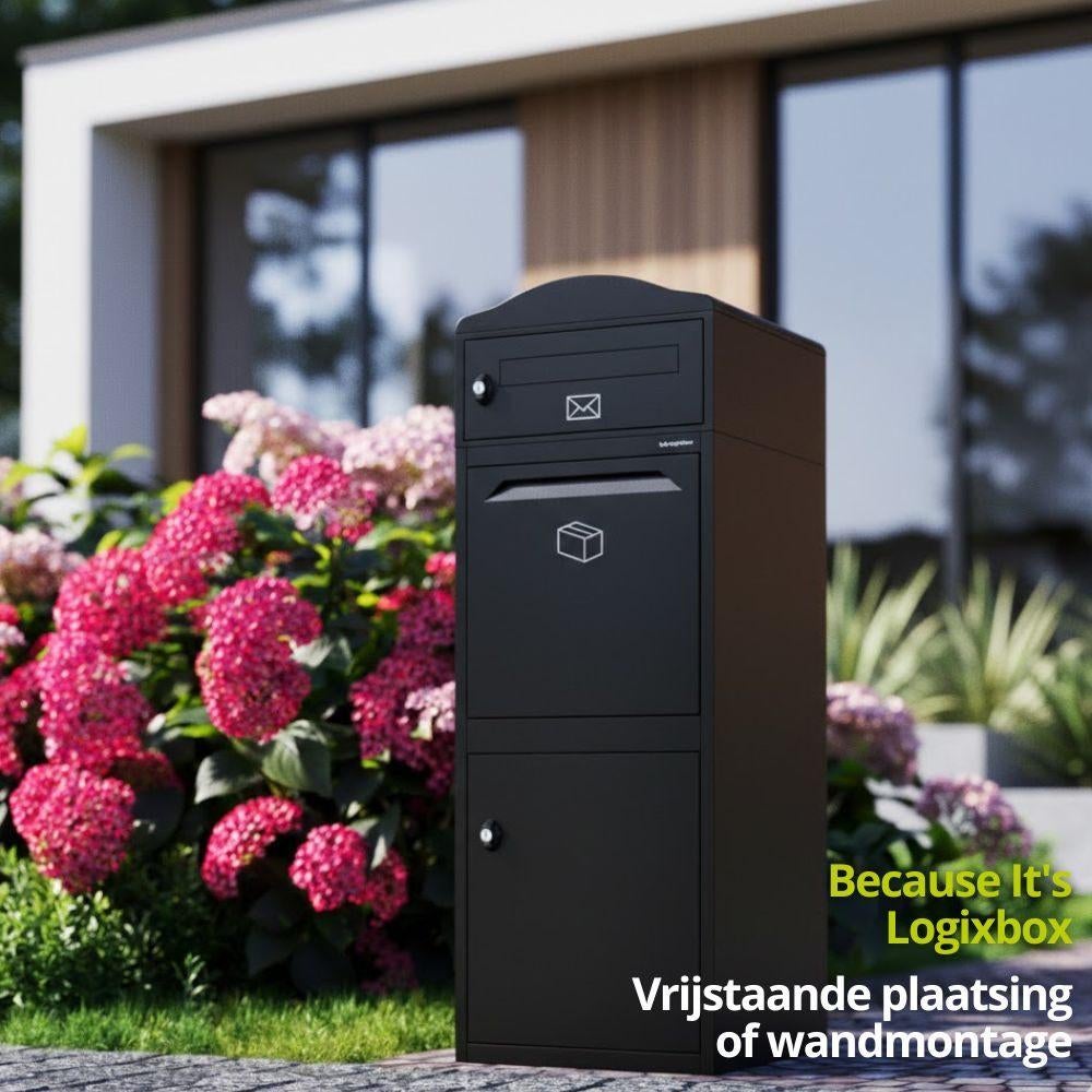 Logixbox - Pakketbrievenbus - Complete set - Zwart -- ACTIE, Ophalen of Verzenden, Nieuw, Staal, Staande brievenbus