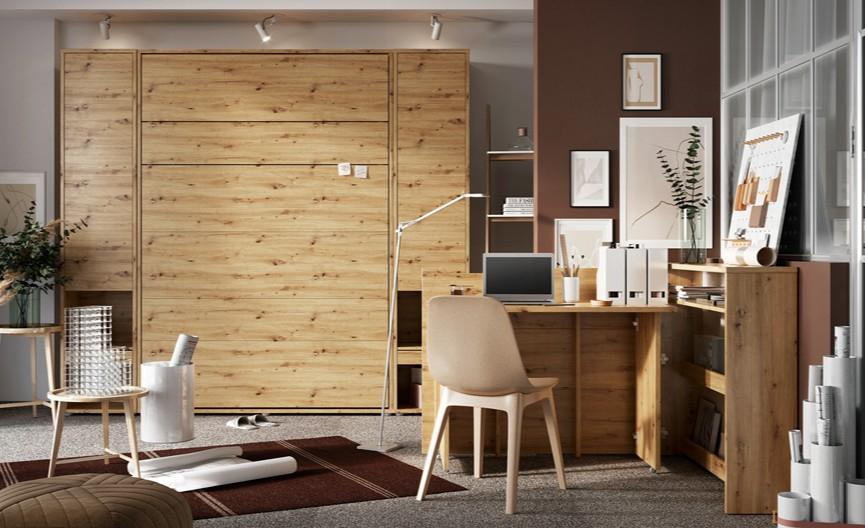 Concept opklapbed verticaal - 140x200 - Eikenkleur, Niet ingevuld, Niet ingevuld, Niet ingevuld