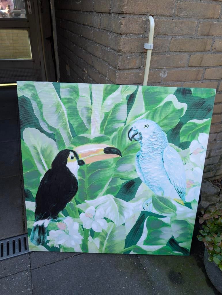 Tuinschilderij met vogels 75x75 cm, Ophalen, Zo goed als nieuw, 50 tot 75 cm, Oorspronkelijke maker