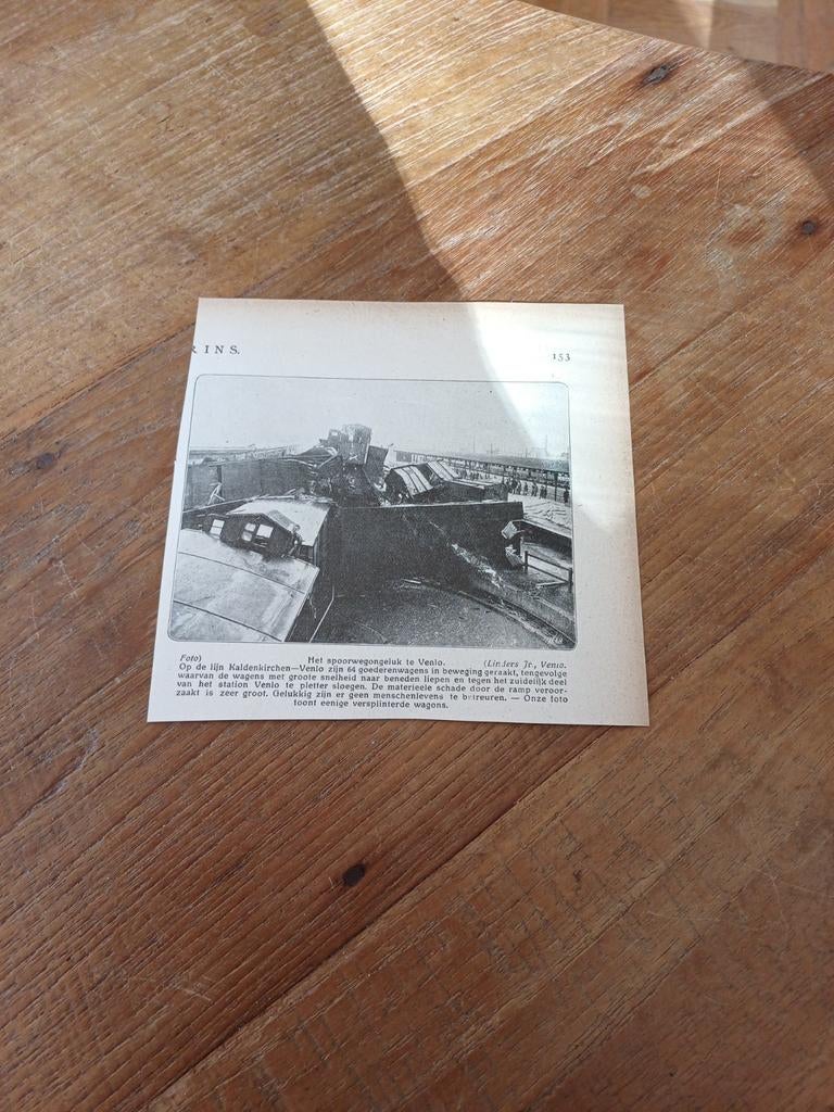 Knipsel spoorwegongeluk Venlo 1923, Ophalen of Verzenden, Zo goed als nieuw, Overige typen