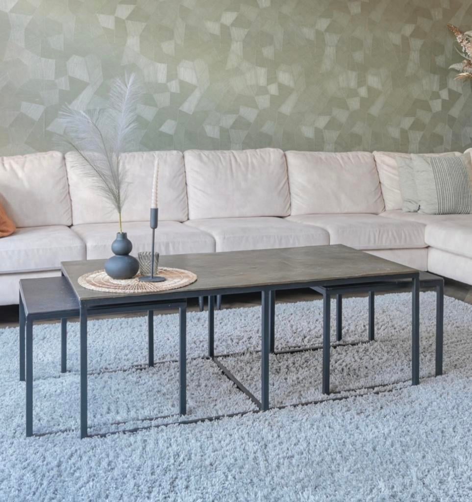 Salontafel met 2 bijpassende bijzettafels, Ophalen, Gebruikt, 100 tot 150 cm, 50 tot 100 cm