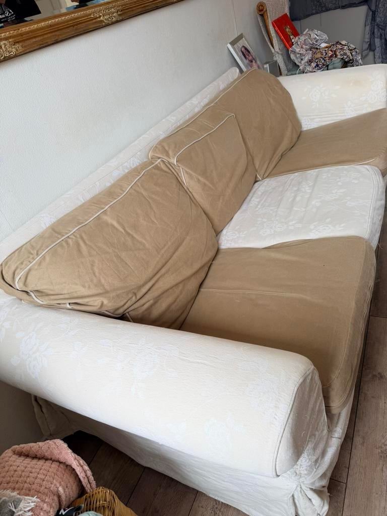 3 zits bankstel met hoezen, Ophalen, Gebruikt, 90 cm, Beige