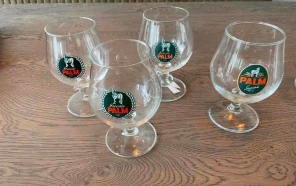 Palm bierglazen, 4 stuks, Ophalen of Verzenden, Zo goed als nieuw, Meerkleurig, Overige merken