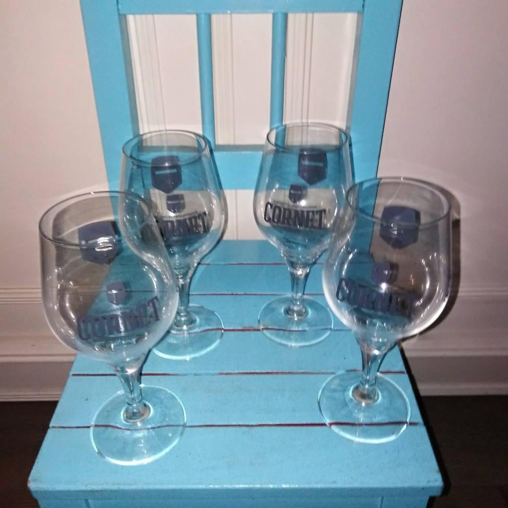 Cornet Strong-Blond Belgian Oaked bierglazen klein 15cl 4x, Verzamelen, Ophalen, Gebruikt, Glas of Glazen, Overige merken