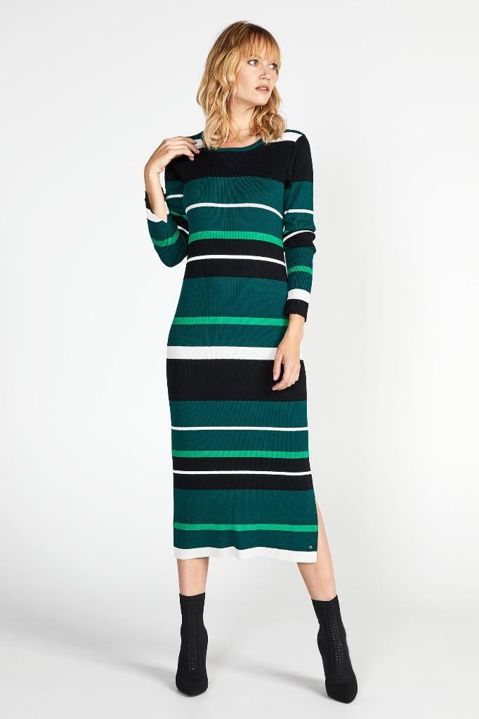 Steps maxi jurk, groen wit zwart gestreept, maat S, Ophalen of Verzenden, Zo goed als nieuw, Steps, Maat 36 (S)