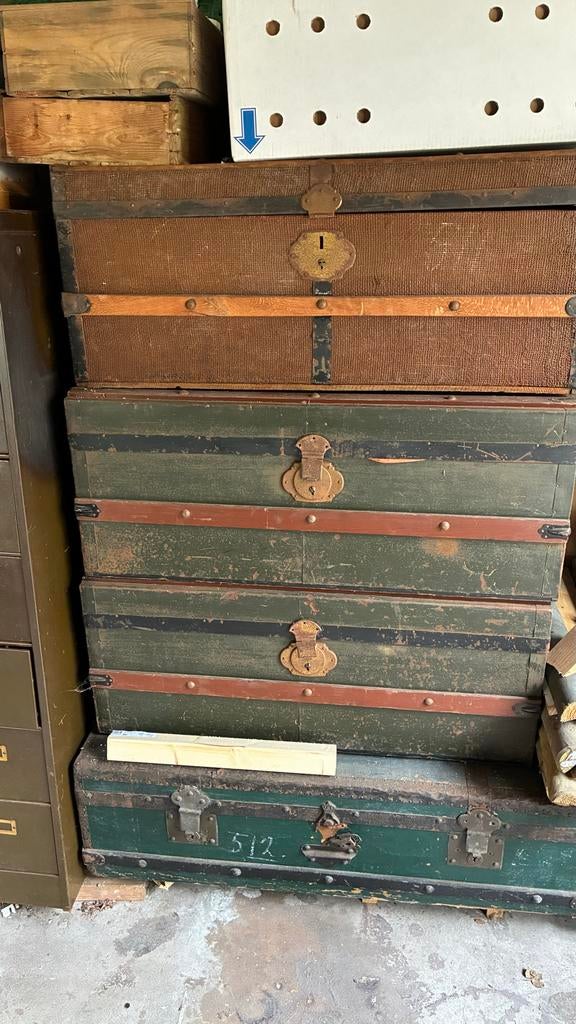 Antieke Hutkoffers - Set van 4 Vintage Reiskoffers, Ophalen, Overige materialen, Gebruikt, 50 tot 100 cm
