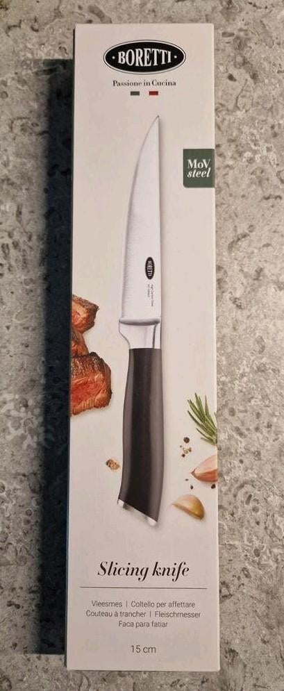 Boretti slicing knife / vleesmes 15 cm, Ophalen of Verzenden, Nieuw, Rvs of Chroom