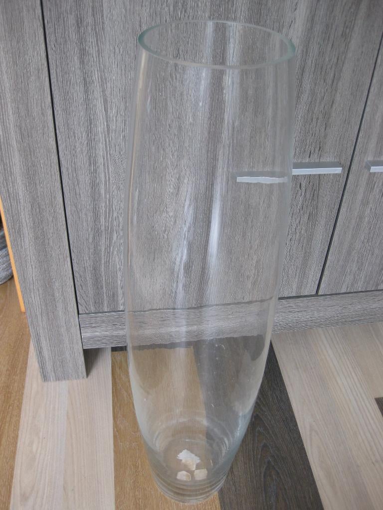 Hoge glazen cilinder vaas, 80 cm hoog, Huis en Inrichting, Woonaccessoires | Vazen, Ophalen, Overige kleuren, 75 cm of meer, Glas