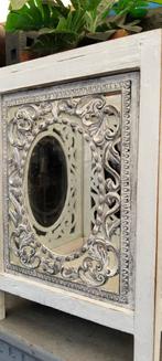 Mooie grote brocante witte windlicht kandelaar, Antiek en Kunst, Ophalen of Verzenden