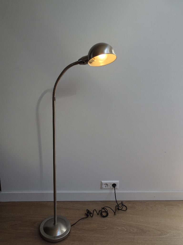 Industriële chromen vloerlamp / leeslamp vintage Ikea, Ophalen, Gebruikt, Metaal, 150 tot 200 cm