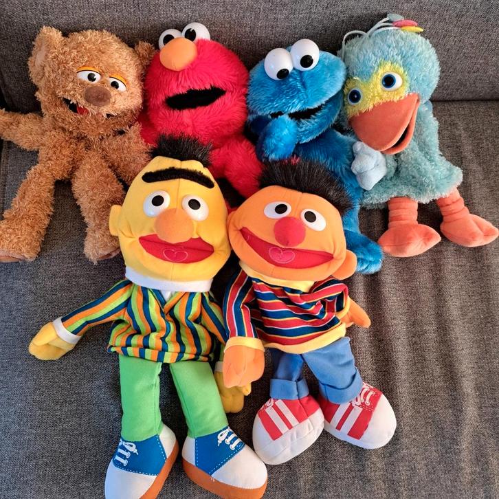 6 Grote Sesamstraat Handpoppen, Verzamelen, Poppetjes en Figuurtjes, Gebruikt, Ophalen of Verzenden