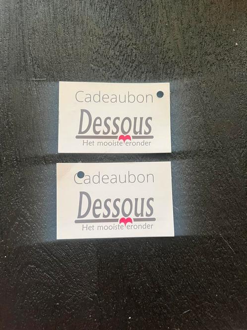 Dessous 2 waardebonnen twv €100 per stuk, Tickets en Kaartjes, Kortingen en Cadeaubonnen, Eén persoon, Overige typen, Cadeaubon