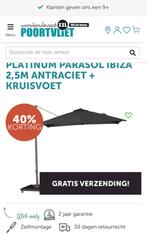 Zweefparasol antraciet platinum Ibiza 2.5M (met kruisvoet), Ophalen, Kantelbaar, Nieuw, 2 tot 3 meter