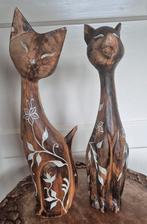 2 houten poezen, Ophalen, Gebruikt