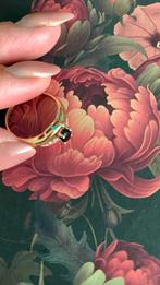 Mooie gouden 18k ring met toermalijn en zirkonia, Ophalen of Verzenden, Gebruikt, Goud