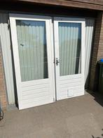Dubbele deuren 188x211,5 hardhout db glas, Doe-het-zelf en Verbouw, Deuren en Horren, Ophalen, 80 tot 100 cm, 200 tot 215 cm, Glas