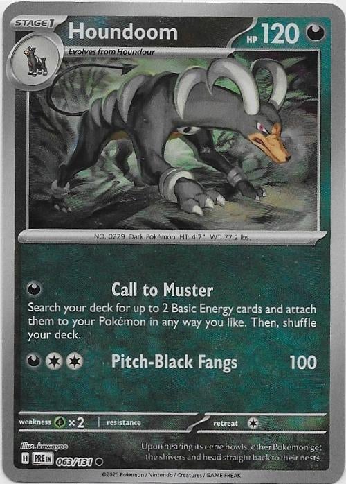 Prismatic Evolutions,  Houndoom [pokeball] 63/131, Ophalen of Verzenden, Nieuw, Losse kaart