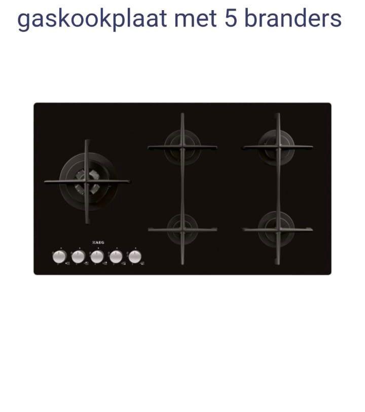 Gaskookplaat met 5 branders, Witgoed en Apparatuur, Kookplaten, Gebruikt, Inbouw, Gas, 5 kookzones of meer, Ophalen