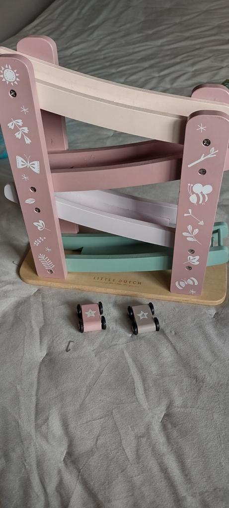 Rollerbaan little Dutch roze 2 autos, Kinderen en Baby's, Speelgoed | Houten speelgoed, Gebruikt, Ophalen of Verzenden